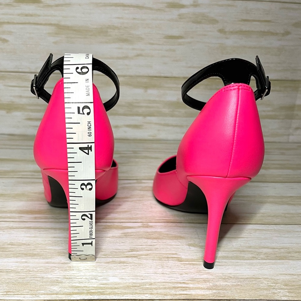 NIB Nine West Women Erra3 Hot Pink & Black Ankle Strap Pump Size 5M - Picture 4 of 7